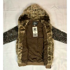 NWT $230 Golden Brown Fur Jacket size M and S. Plush Kawaii Soft Hoodie Coat uwu